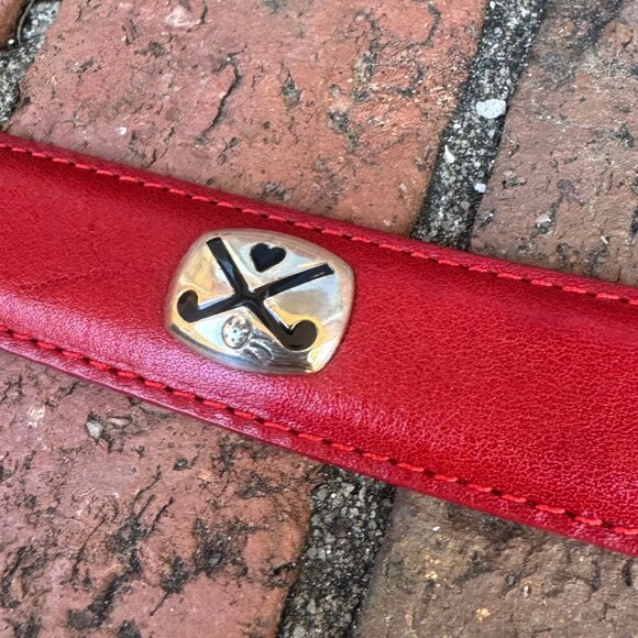 Brighton Red Leather Golf Belt Silver Conchos Size L 34 main image 4